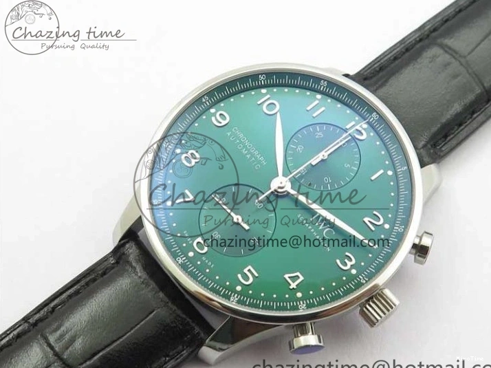 MIROTIME 0520 Elegant Portuguese IW371615 ZF 1:1 Best Edition SS Green Dial on Black Leather Strap A96355 V 7081